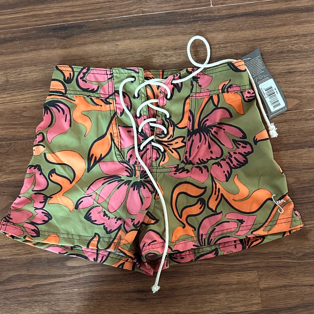 Seea Lulu board shorts - Green and Pink Freya floral